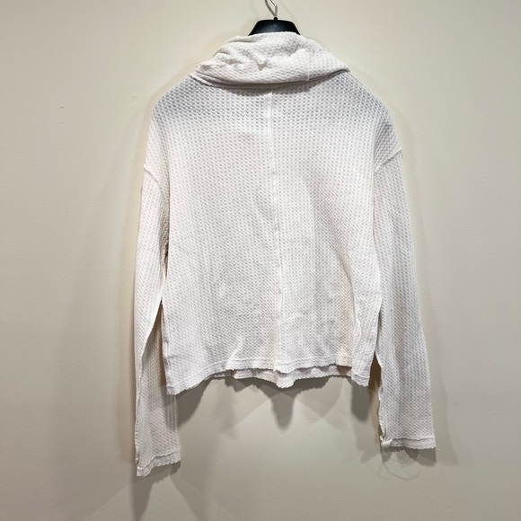 We The Free Free People White/Ivory Waffle Cowl Neck Top Size Small - Picture 4 of 8